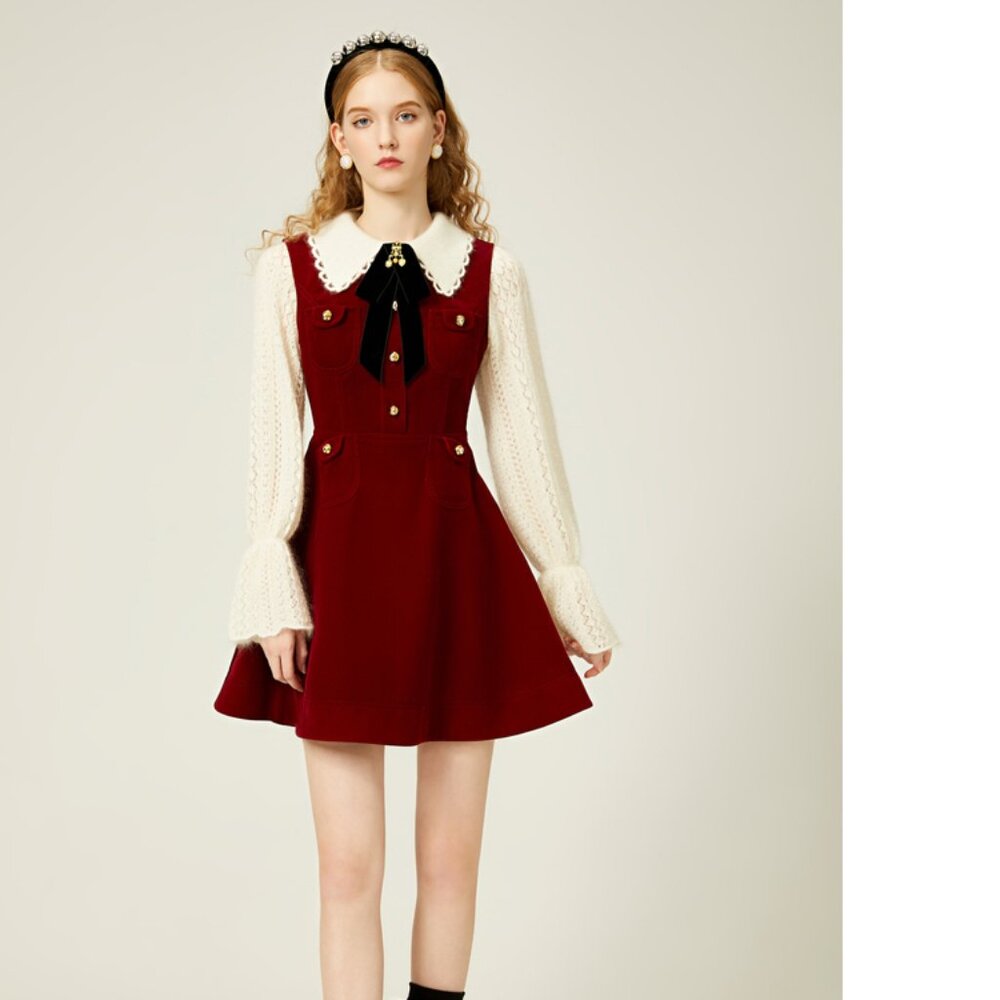 Jorya Weekend Winter New Vintage Sleeveless Dress with Brand Metal Bucket